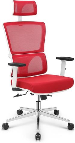 Ergonomic Office Chair High-Back Swivel Task Chair with Adjustable Headrest and Arms, Lumbar Support and Tilt Function Computer Mesh Chair for Home Of