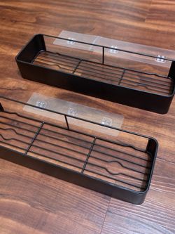2-Pack Black XXL Adhesive Shower Caddy Shelves