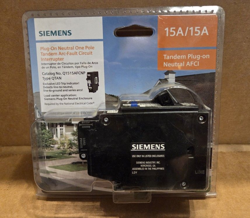 Siemens 15 Amp 1-Pole Combination AFCI Plug-On Neutral Circuit Breaker