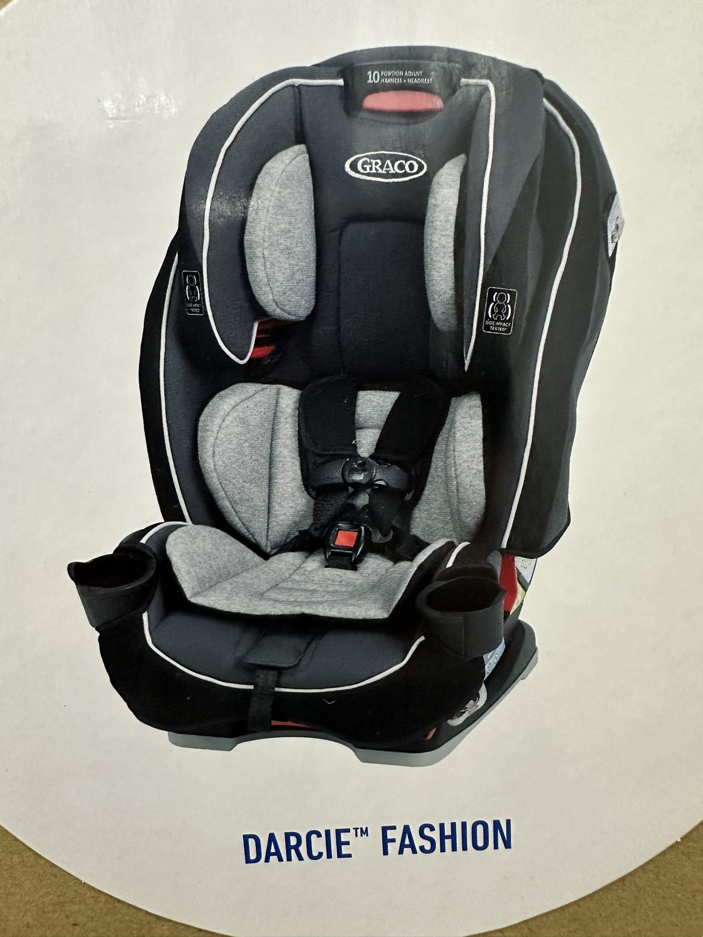 Graco SlimFit 3-in-1 Convertible Car Seat, Ultra-Space-Saving Design, Darcie, Suitable for Rear and Forward-Facing, Highback Booster Seat with 10-Posi