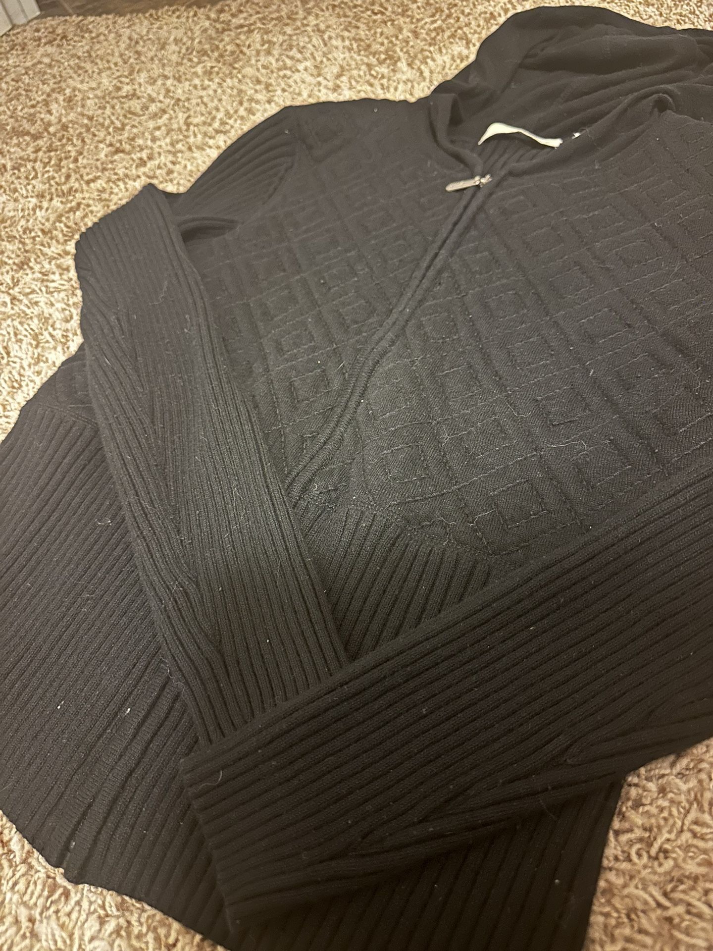 Black, Silk, Zip Up Hoodie Medium 