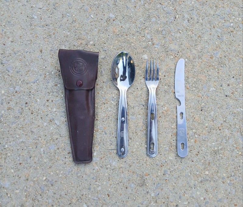 Vintage Boy Scouts Of America Stainless Steel Utensil Set/Case