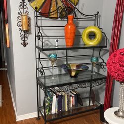 5.5” Tall Black Bakers Rack Iron/Glass $100