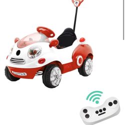 🥨Fierton 12V 7Ah Kids Ride On Electric Car w Parent Remote Control, Battery Powered Electric Car for Kids 3-5 Years, w Hand Putter, Safety Belt, Musi