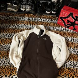 Brown North Face Zip Up Fleece