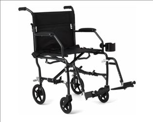 Medline Black Transport Wheelchair with Cup Holder