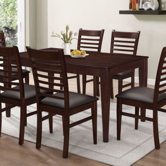 New‼️‼️ 7PC Brown Wooden Dining w/ MDF Table Top Set