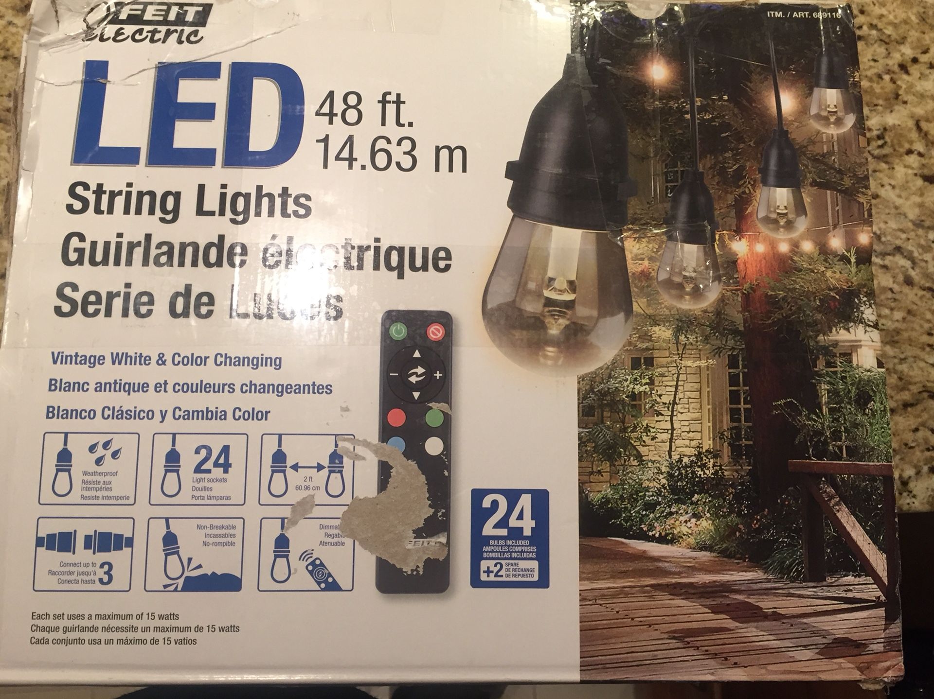 48’ color changing LED patio sting lights. Feit 72031 for Sale in