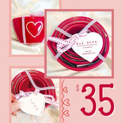 Valentine’s Exclusive 4-Piece Red RAE DUNN Ceramic Nesting Measuring Cup Set