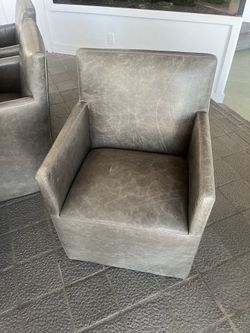 6 leather dining living room chairs grey
