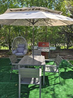 Hanging Lounge Chair - Umbrella - BBQ - Patio Table