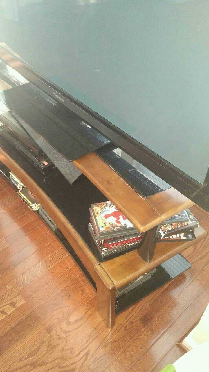 Wood and Glass Large TV Stand