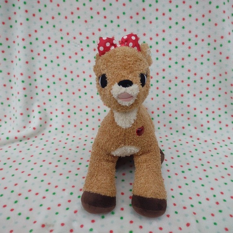 Build A Bear Clarice Rudolph Reindeer Plush 15” red white bow
