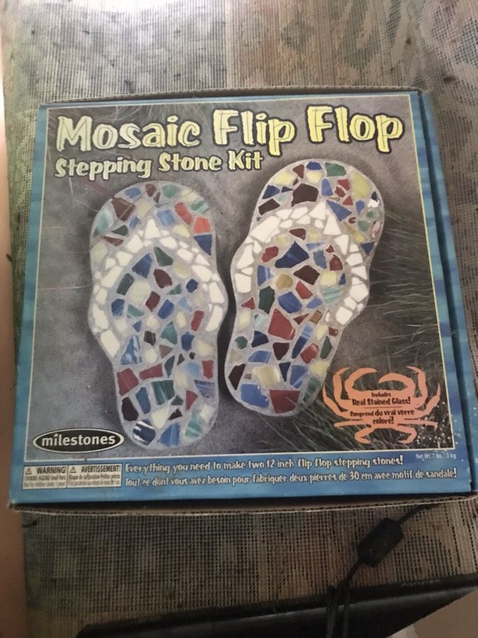 Mosaic flip flop stepping stones kit
