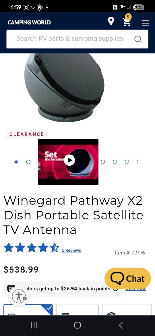 FOOTBALL TAILGATE* Winegard Pathway X2- Dish Portable Satellite TV Antenna