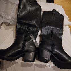 Athlefit Cowboy Boots For Women Knee High Pointed Toe Western Cowgirl Boots Chunky Heel Embroidery Fashion Fall Boots for Ladies Sz 8