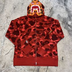 Bape Red Camo Tiger Full Zip Hoodie🩸