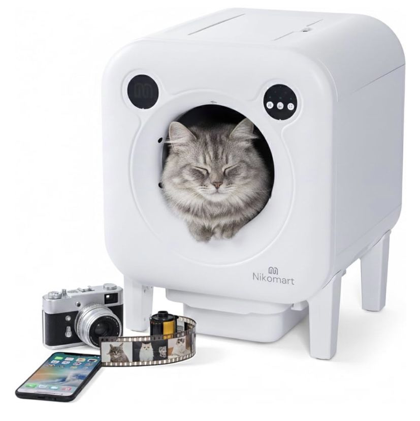 Automatic Litter Box Multiple Cats - Self-Cleaning Litter Box with Camera, Intelligent Exhaust System, Safety Sensors