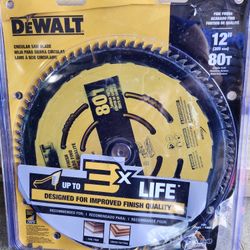 DEWALT 12" SAW BLADE  80Teeth Carbide, Fine Finish
