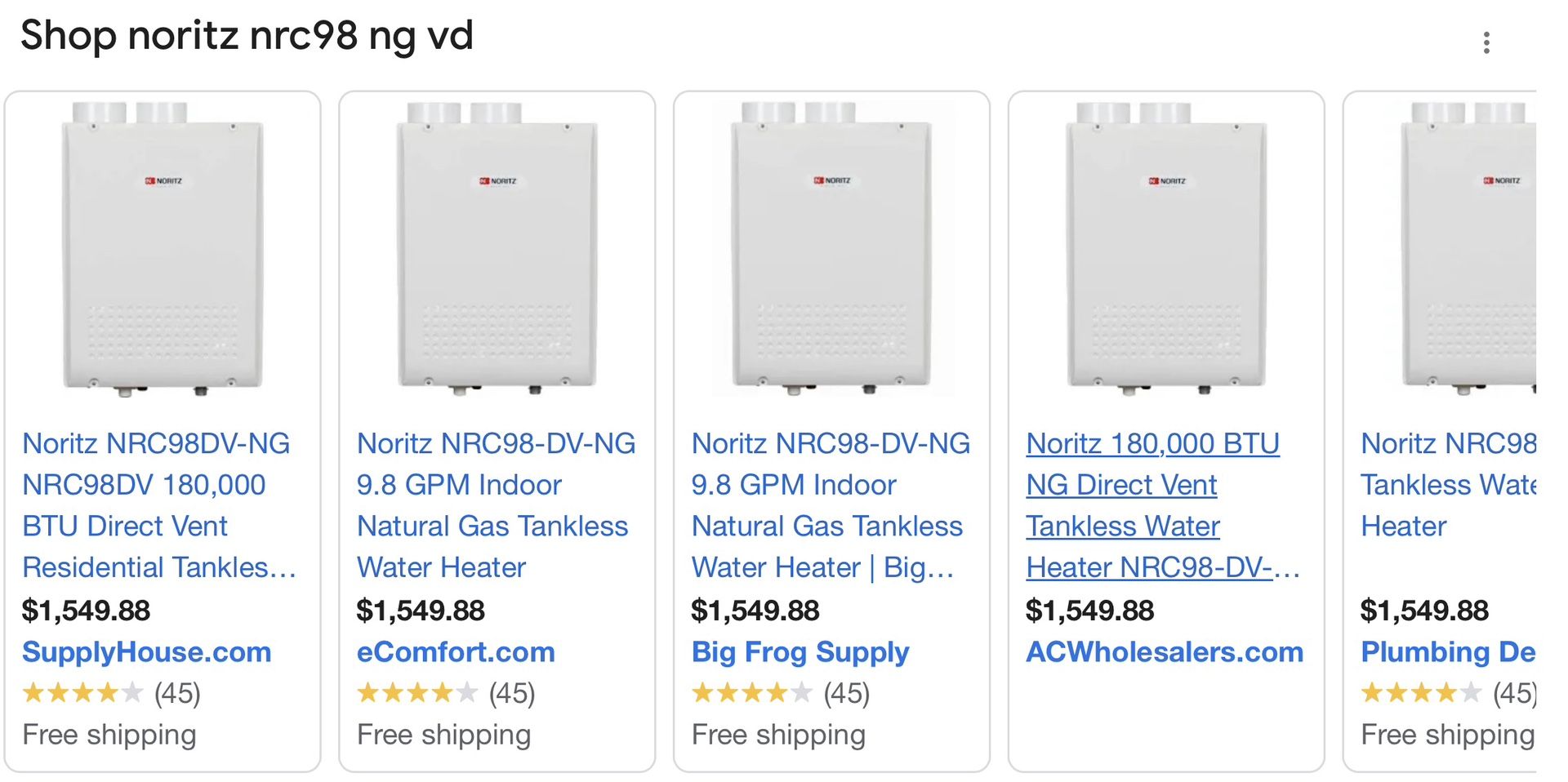 Noritz NRC98-DV-NG 9.8 GPM 180000 BTU Gas Tankless Water Heater for Sale in  Houston, TX - OfferUp