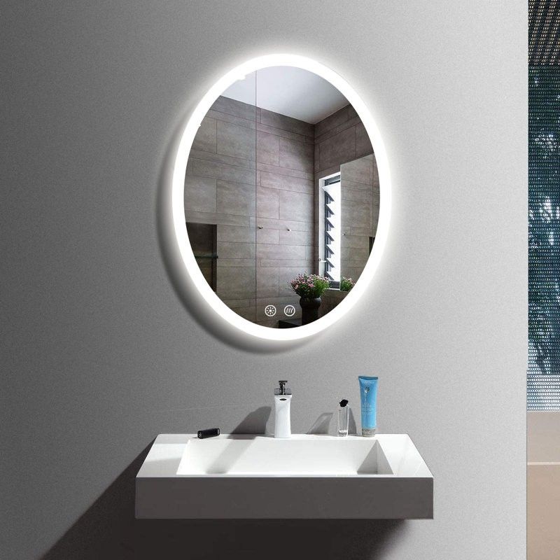 Elipse Oval LED lighted mirror 24" x 30" with anti fog heated panel