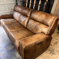 Full Grain Motorized Leather Couch
