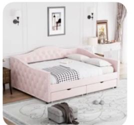 Full size daybed with mattress. Velvet pink in great new condition