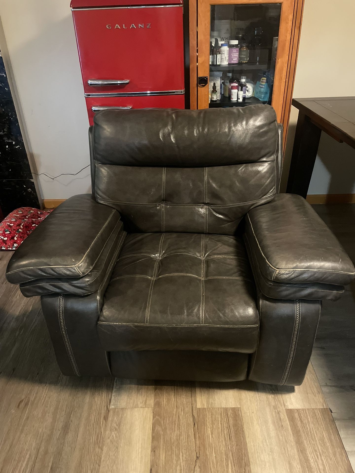 Dark Brown Leather Recliner Sofa- Needs Repair- Comfortable & Spacious 