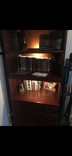 Writing desk file cabinet bookshelf, four pieces