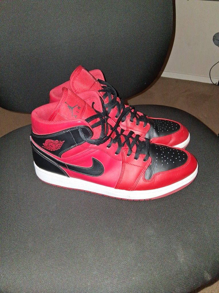 Red And Black Authentic Jordan 1s.