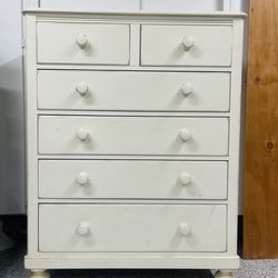 White Dresser With 6 Drawers / Tall Chest of Cabinet
