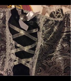 Black and Silver Brocade Corset Top dress costume