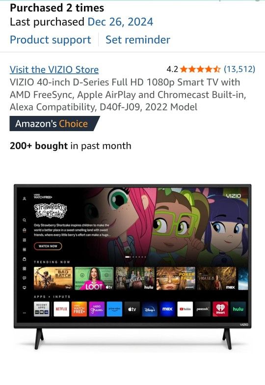 VIZIO 40 Inch AMD Freesync Smart Tv