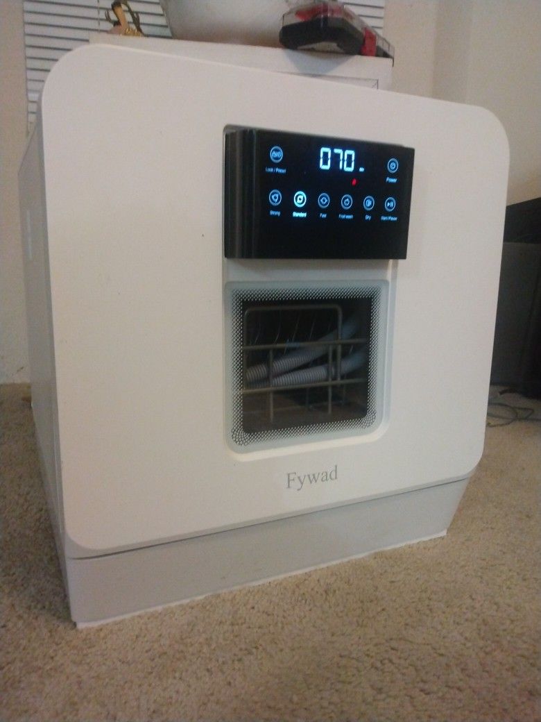 Fywad countertop dishwasher, portable dishwasher no hookup. Countertop Dishwasher with Water Tank. With child lock, hot drying