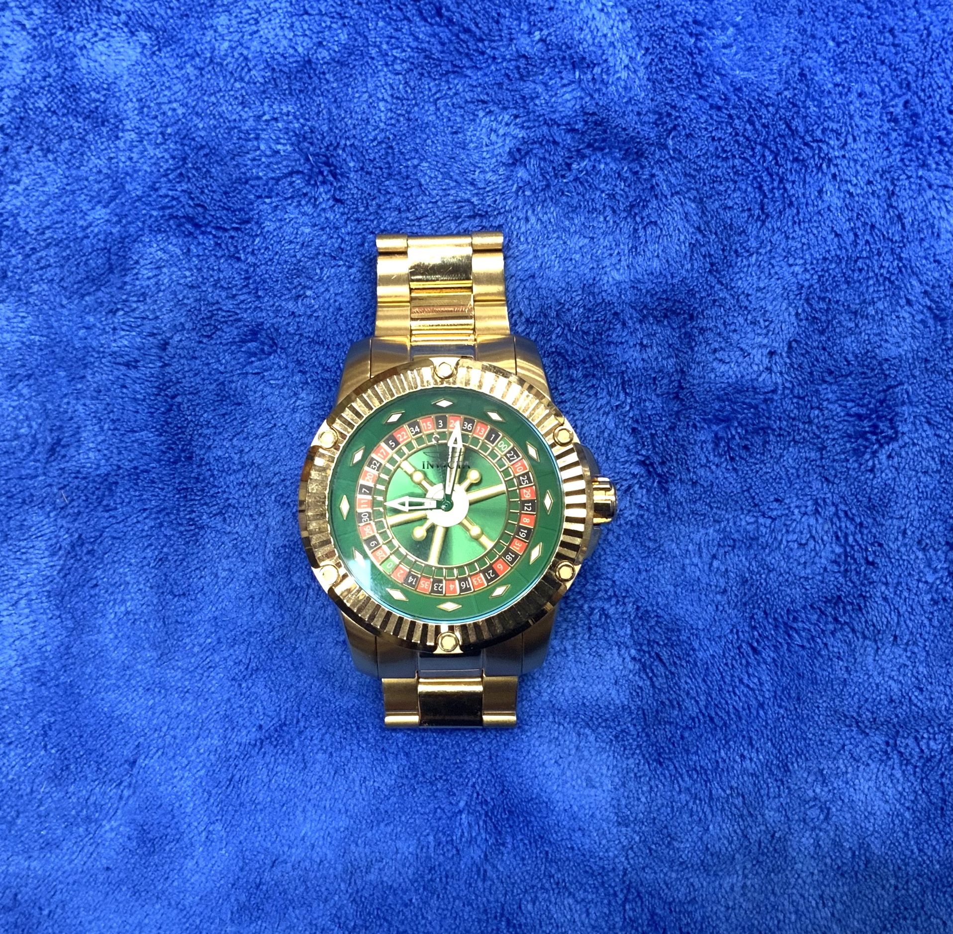 Invicta Specialty 28710 Casino Roulette Wheel Watch Wristwatch Gold Plate Limited Edition Timepiece Luxury Fashion Automatic Water Resistant 330 Feet