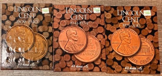 OBO Lincoln Cent Collection in 3 H.E. Harris Albums (1909–2013) – Wheat & Memorial Pennies