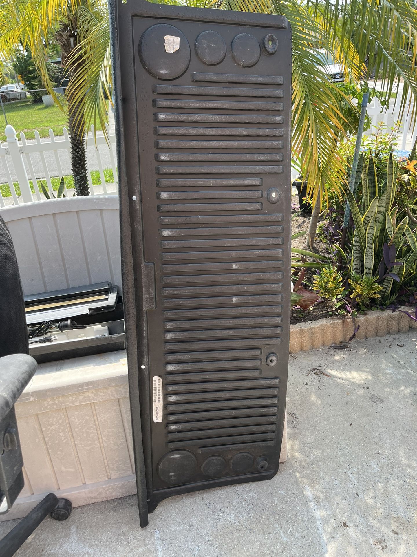 Ford F-150 rear door guard, 56.5 inches long, 17.5 inches wide, and 2.5 inches deep.