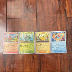 Pokemon 151 Tin Promo Set Pikachu, Charmander, Bulbasaur & Squirtle!! MINT! 🌟