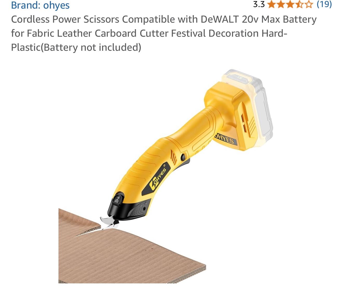 Cordless Power Scissors Compatible with DeWALT 20v Max Battery for Fabric Leather Carboard Cutter Festival Decoration Hard-Plastic(Battery not include