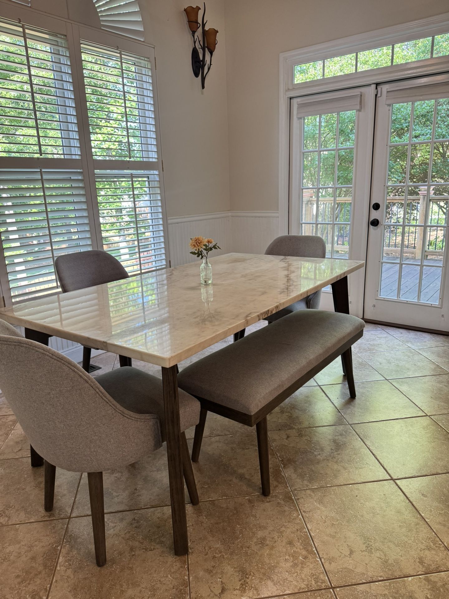 Marble Kitchen Table With Chairs And Bench