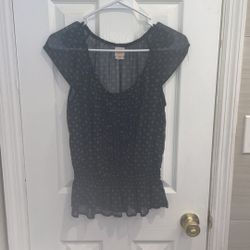 Mossimo black sheer ruched cap sleeve blouse size Medium