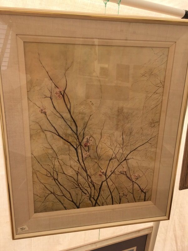 Professionally framed Jane chenoweth signed lithograph flowering quince