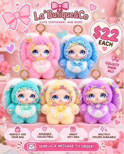 Plush Bunny Doll Keychain Collectible