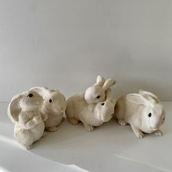 Set Of Collek Bunny Rabbit Resin Figures 