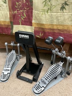 PDP double-bass pedal + Evan’s Folding Bass Pedal practice pad + Gibraltar drum throne