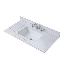 Montary 43inch bathroom vanity top stone carrara gold tops with rectangle undermount ceramic sink and three faucet hole brand new in box $100 S1