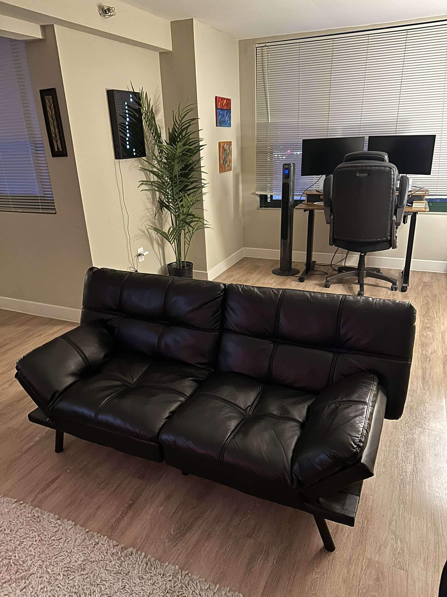 Opiar Sofa Bed Futon, Black Leather for Sale in San Francisco