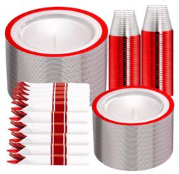 350-Piece Red & Clear Party Dinnerware Set for 50 β $45