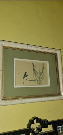 Framed Dragonfly Botanical Art Print