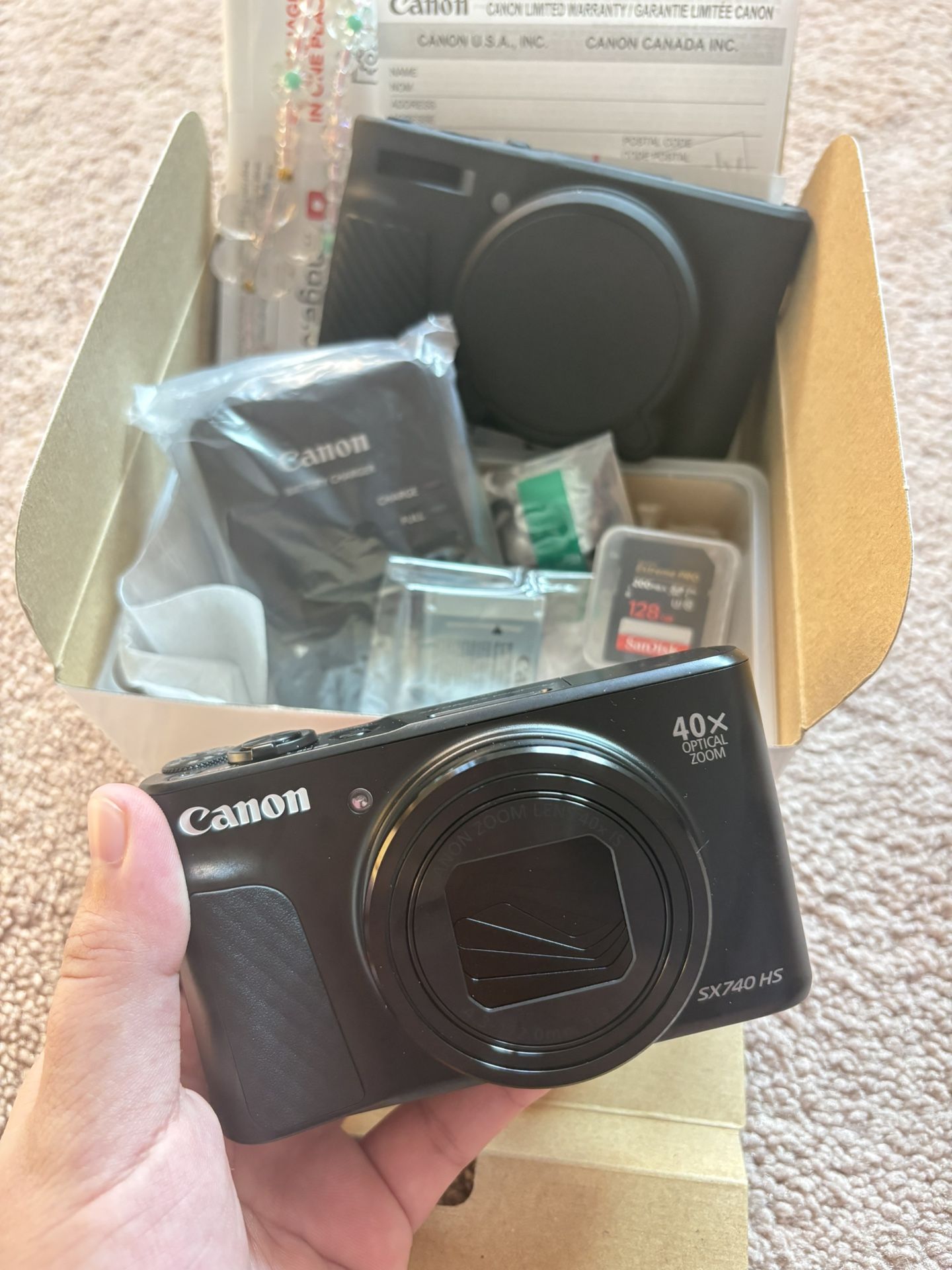 Brand New Canon PowerShot SX740 HS | 4K | 40x Zoom | SD Card + Case + Accessories
